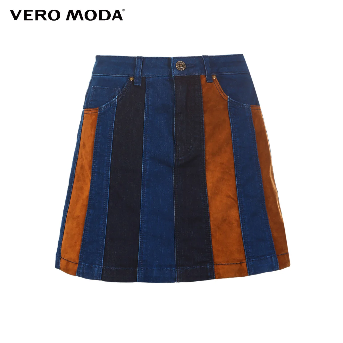 Vero Moda Новая Женская эластичная хлопковая контрастная мини-джинсовая юбка | 318437503