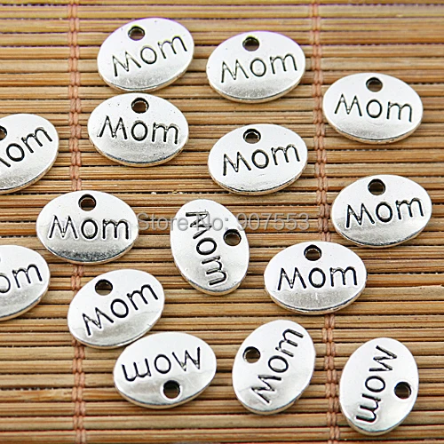 

50pcs Tibetan silver mom oval bead charms EF1664
