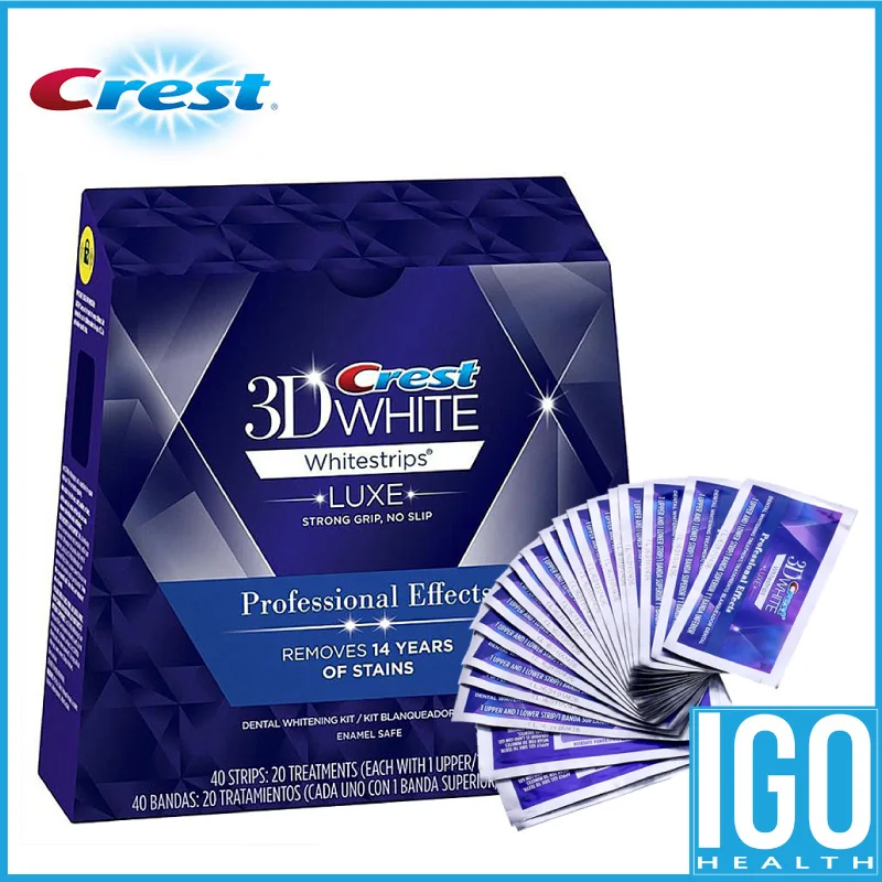 Гребень 3D белые зубы Whitestrips Luxe профессиональный эффект 1 коробка 20 Чехлы Гигиена полости рта Отбеливание зубов полоски