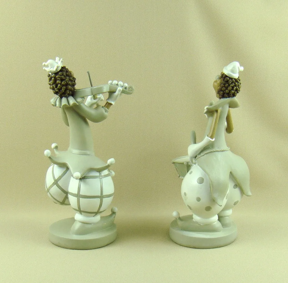 Смешная цирковая Статуэтка клоуна из смолы ручной работы музыкальный шут