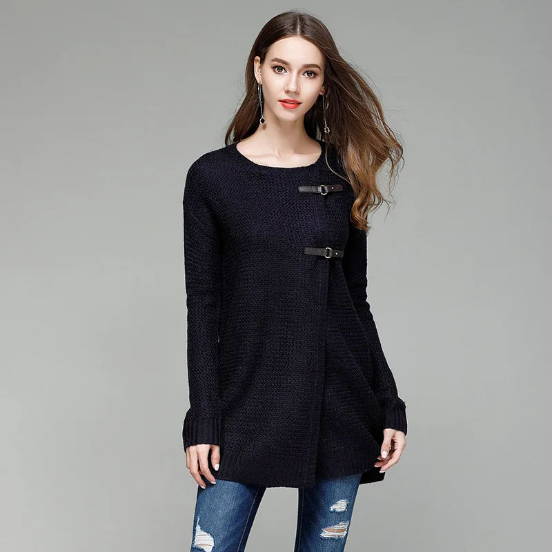 Женский однобортный Кардиган с длинным рукавом круглым вырезом |