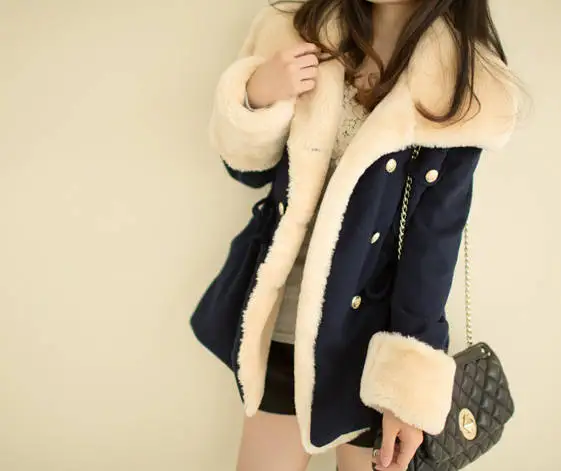 Быстрая, зимние теплые пальто для женщин, Шерстяное приталенное двубортное шерстяное пальто, зимняя куртка для женщин, меховое Женское пальто, куртки