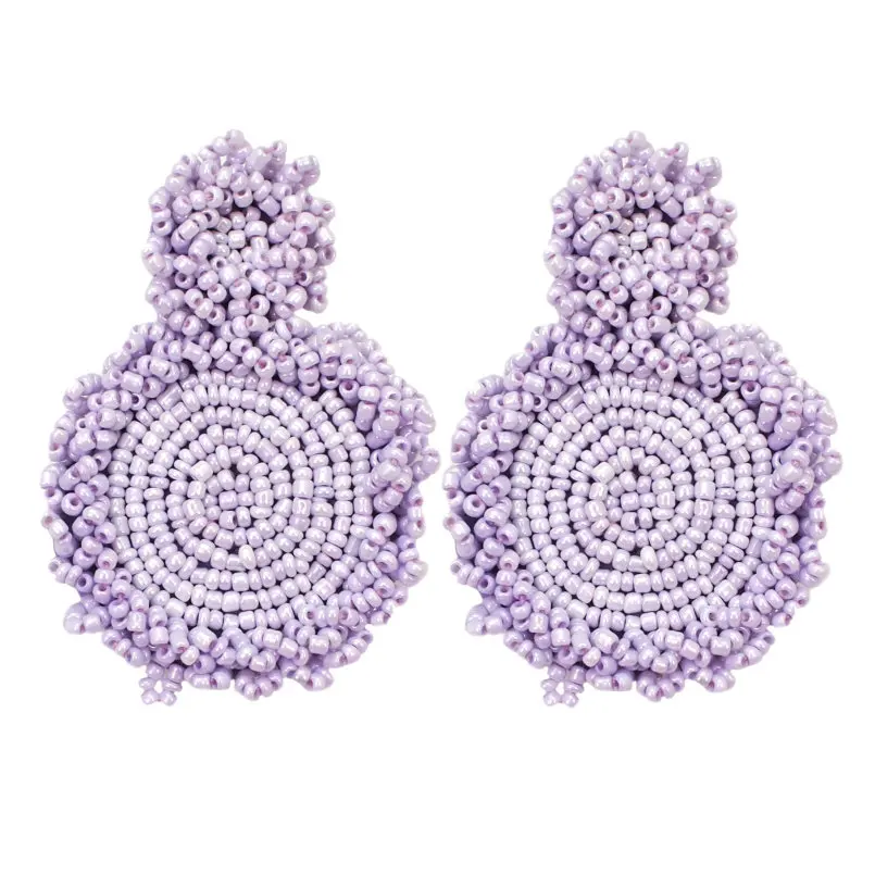 Purple Earrings MANILAI, богемные серьги-капли ручной работы с бусинами для женщин, модное ювелирное изделие, висячие серьги, круглый массивный большой кулон из бисера для свадьбы - Окраска металла: Purple Earrings