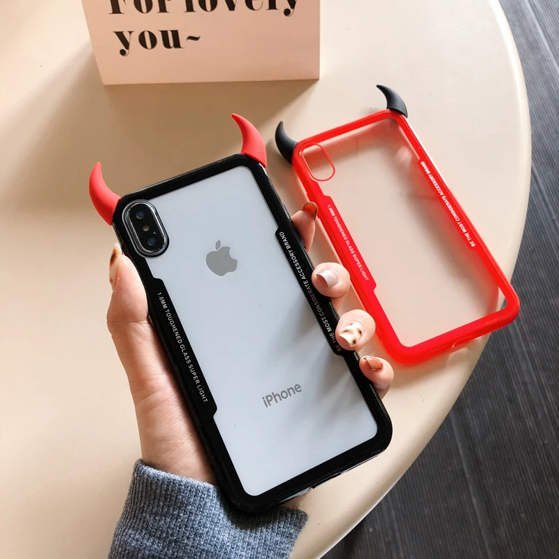 3D роскошный милый прозрачный мягкий чехол Devil Corner для iphone X XR XS MAX 7 8 6 S plus Samsung galaxy S8