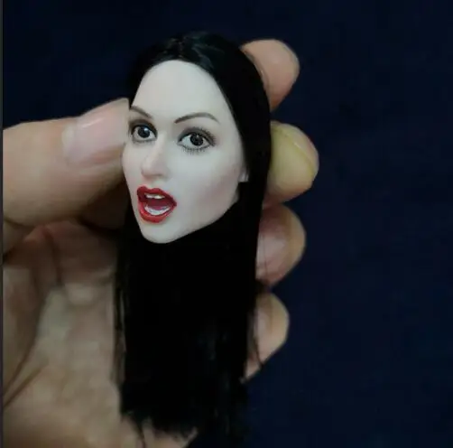 black hair Коллекция 1/6 г. Для веера, для красоты, с открытым ртом, для девушек, для резьбы головы, с светлыми волосами, подходит для 12 дюймов, PH, женская фигура, тело - Цвет: black hair