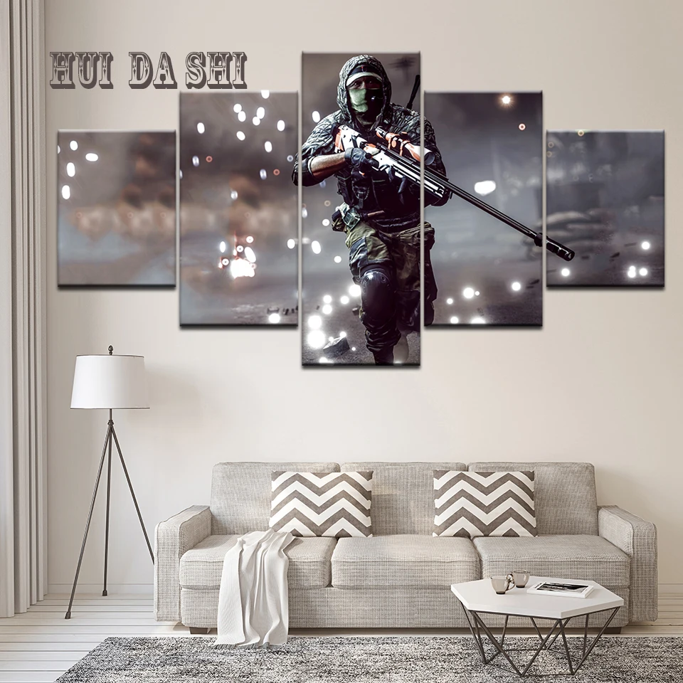 5 шт. холсте холст картина боя снайпера HD печатных Wall Art домашний декор плакат для