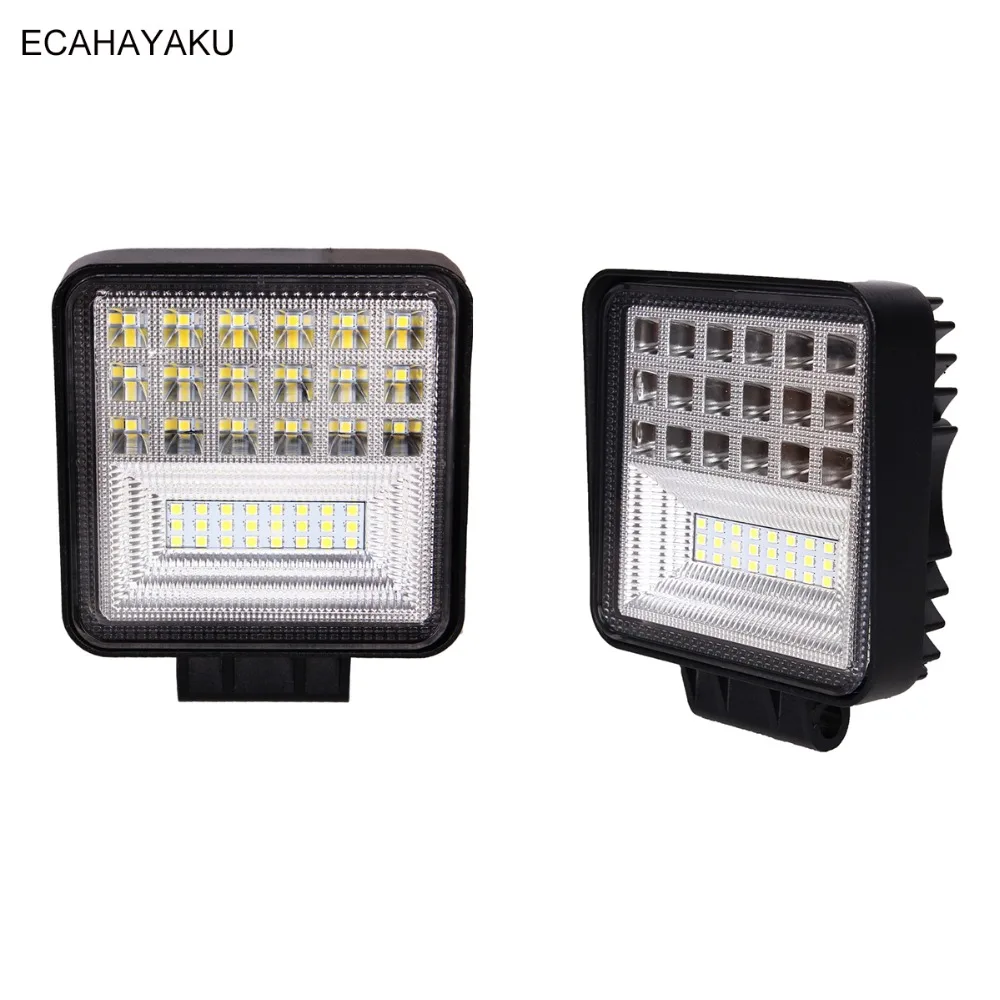 2 шт. ECAHAYAKU 4-дюймовые квадратные бездорожье светод Подсветка 126W 6000K белый для внедорожников тяжелых грузовиков Лодка Джип Hummer ATV 12V 24V