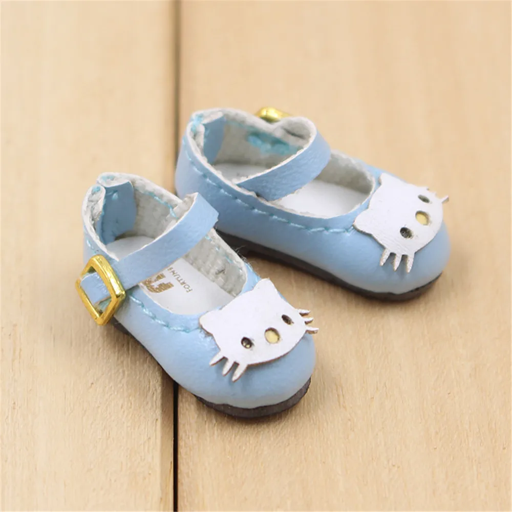 blue Kitty Blyth/кукольные туфли в стиле котенка и бабочки; обувь ручной работы; подходит для ледяной куклы Azone blyth; 1/6 - Цвет: blue Kitty