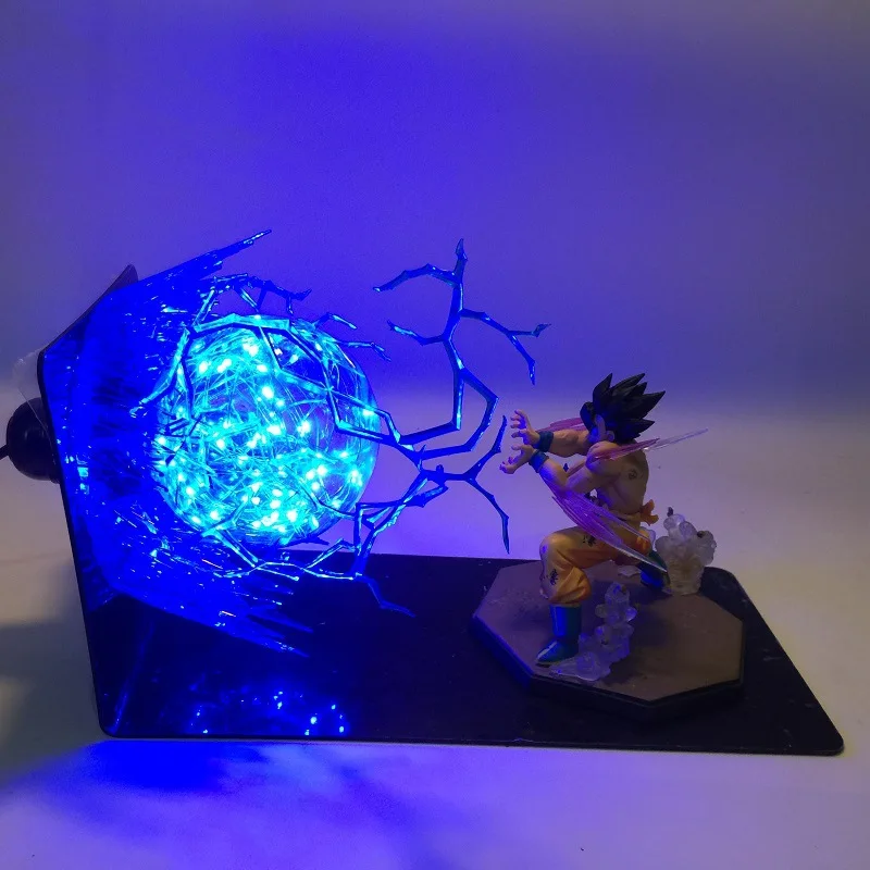 Blue Goku Аниме Dragon Ball Z Goku Vegeta Spirit Bomb фигурки светодиодный светильник шар игрушка Супер Saiya Kamehameha взрыв сцены подарок - Цвет: Blue Goku