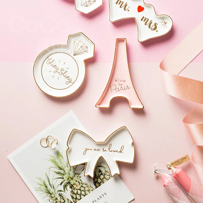 Cocostyles InsFashion creative wings star and bows shaped ceramic jewelry dish for bridesmaid mother's day gift sets | Дом и сад
