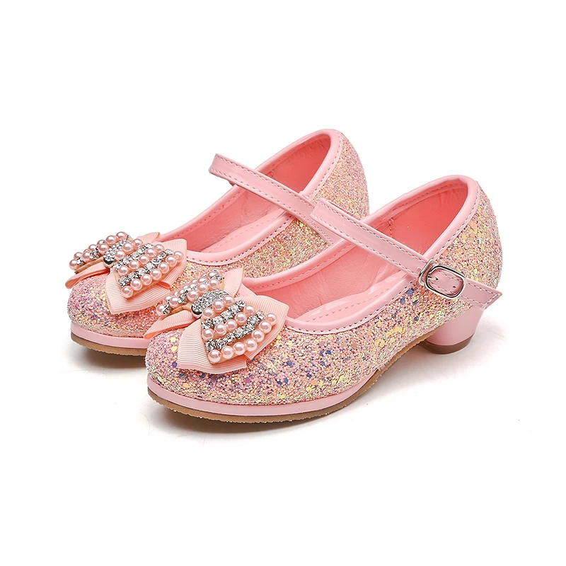 Детские блестящие туфли MSMAX для подружек невесты на высоком каблуке с