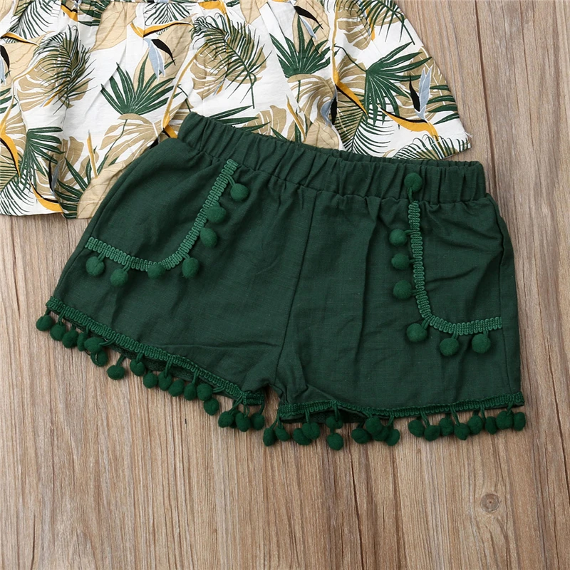 Спортивный костюм для новорожденных девочек топ и шортики с цветочным принтом