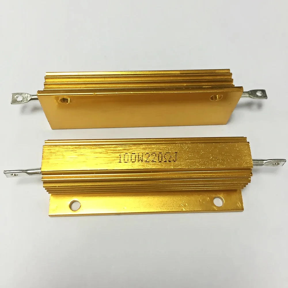 Алюминиевый Золотой резистор RX24 100 Вт мощный металлический корпус 1R 2R 3R 4R 5R 6R 8R 10R