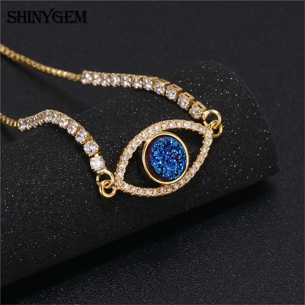 ShinyGem браслеты с кристаллами сглаза нежные инкрустированные Цирконом 24K
