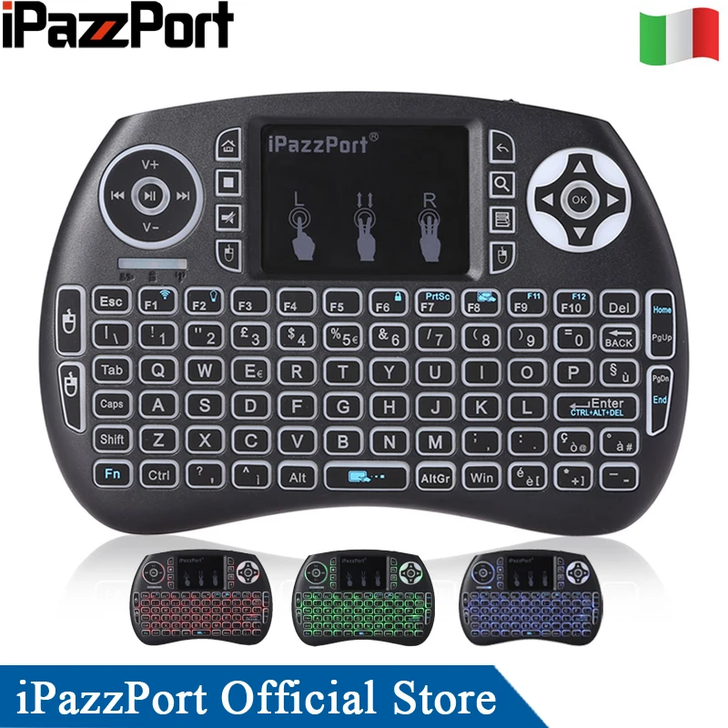 Ipazzport итальянская раскладка 3 цвета подсветка мини беспроводная клавиатура и