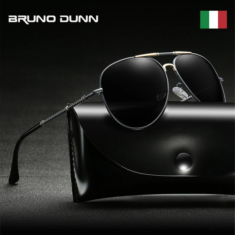 

BRUNO DUNN 2019 Polarized Brand Designer Sunglasses For Men Vintage Sun Glasses Male Gafas Oculos De Sol Masculino Aviation Box