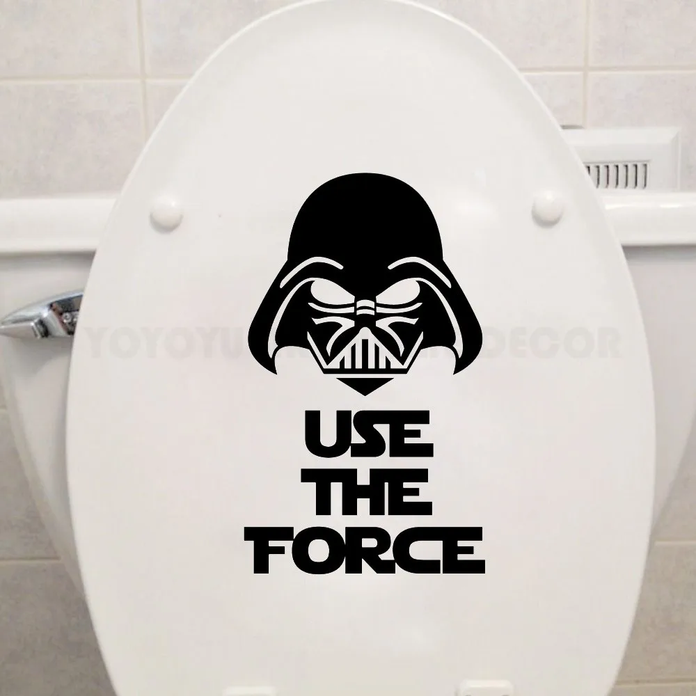 Художественная наклейка на сиденье Toliet Звездные войны использование силы Цитата Ванная комната Туалет наклейки в виде губ Санузел съемный виниловый Декор наклейки AY1187