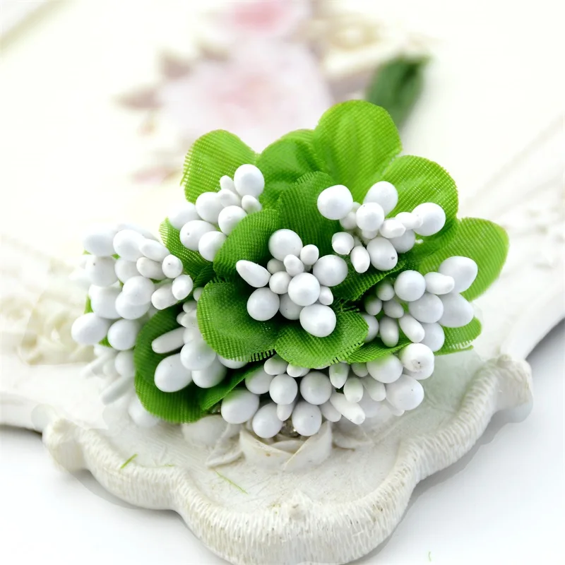 White 10 шт. Мини Искусственные точки бутон ягода цветок букет Stamen для украшения свадьбы DIY декоративный венок Ремесло поддельный цветок - Цвет: White