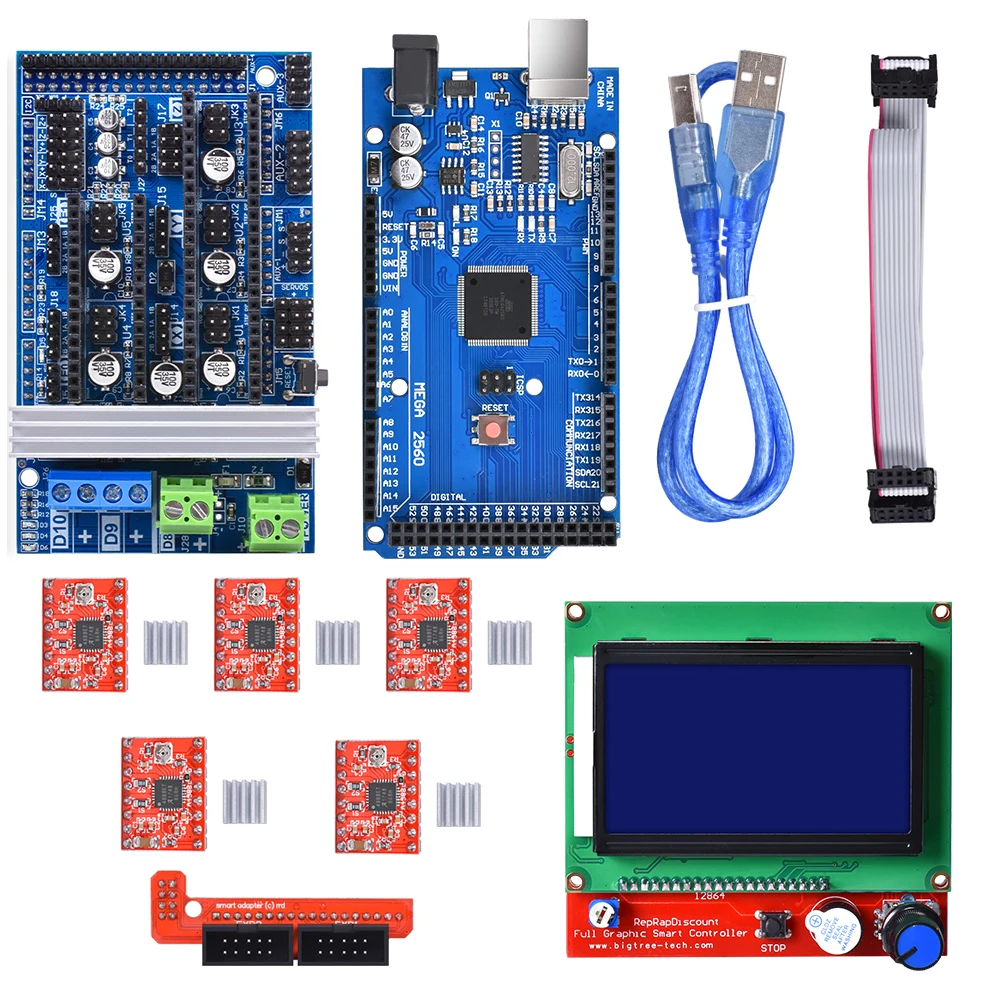 Ramps 1 6 комплекты для материнской платы обновленные 4 5 + A4988 DRV8825 Драйвер шагового