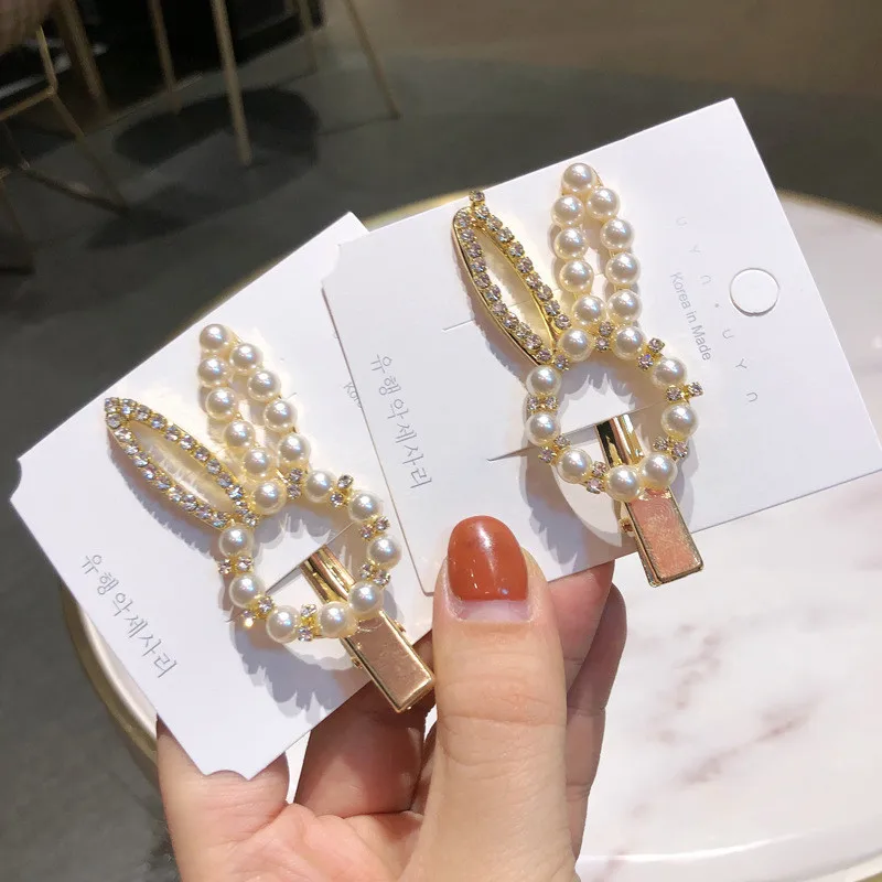 2019 Корея новые шпильки с жемчугом заколки Снежинка кролик заколки-бабочки для