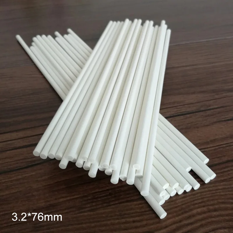 3.2x76mm Палочка для леденцов, 3 размера, сделай сам, инструмент для прессформы, пищевая белая бумага, 100 шт., конфета, шоколад, сахар, искусство, палочки для конфет на присоске, десертная палочка - Цвет: 3.2x76mm