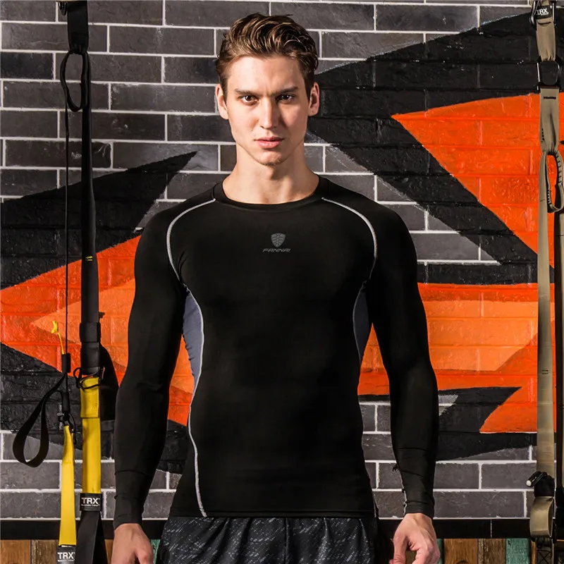 Мужская спортивная рубашка для тренировок футболки бега с длинным рукавом