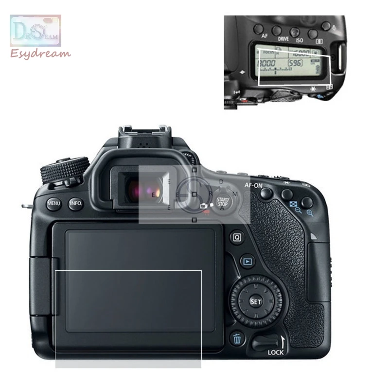 Самоклеящееся стекло ЖК экран + информация Защитная пленка для камеры Canon 70D 80D
