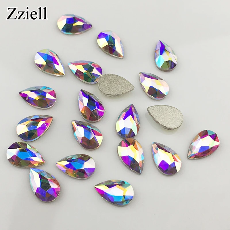 Zziell 10 шт Кристальные блестящие 3D Стразы для дизайна ногтей AB Красочные конские