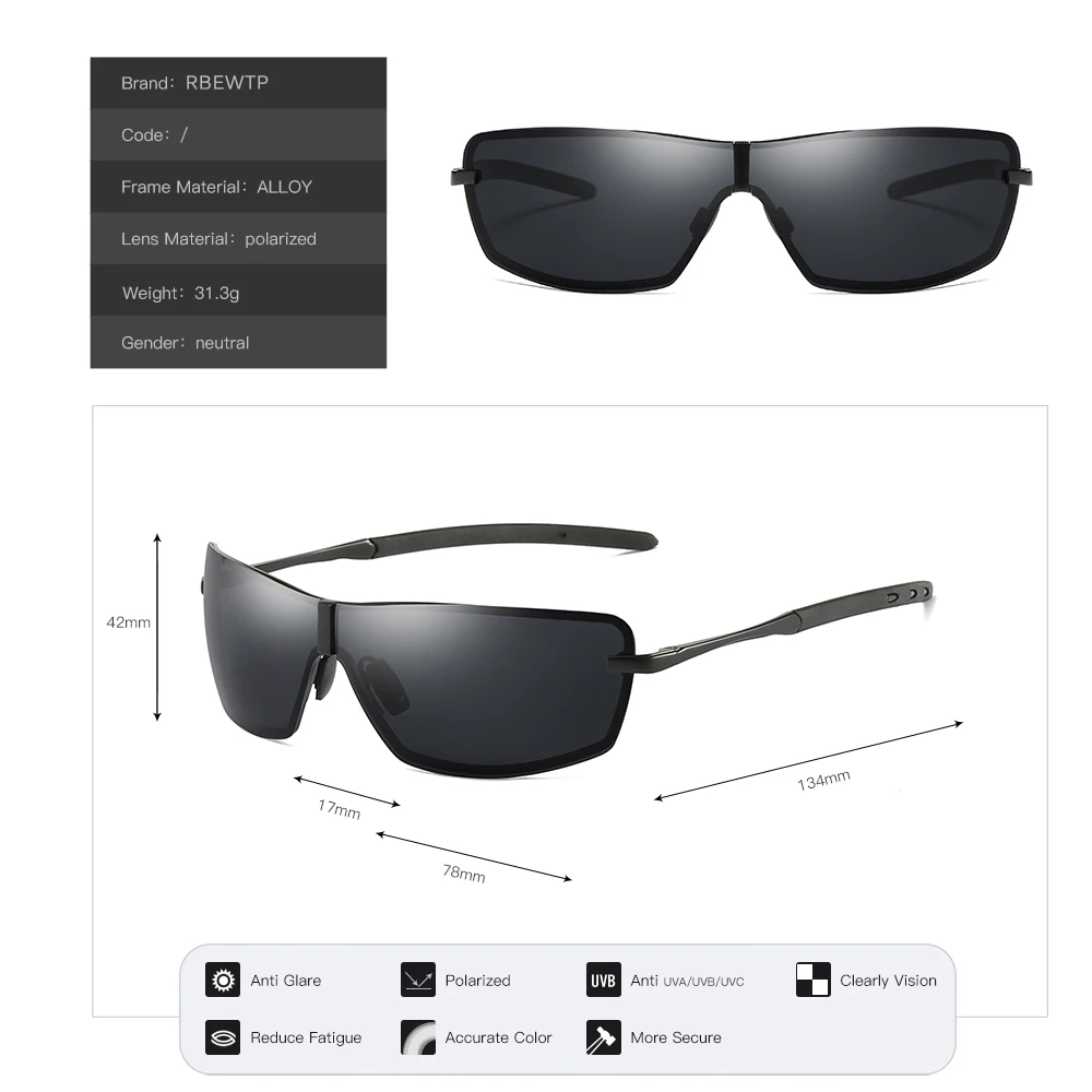 RBEWTP мужские солнцезащитные очки в стиле ретро с ночным видением поляризационные