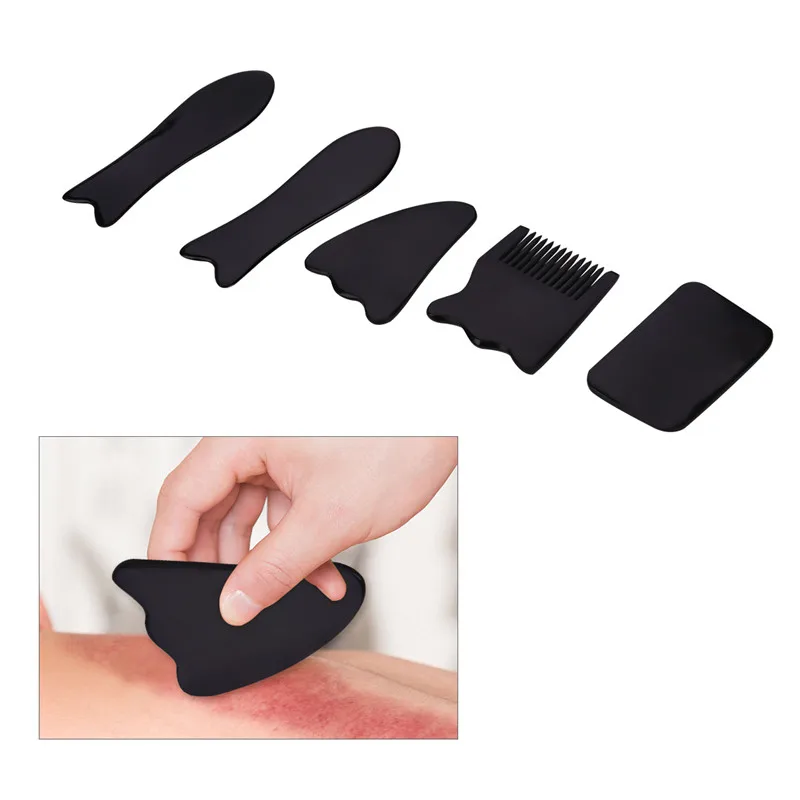 Массажный инструмент Gua Sha 5 шт. натуральный массажер для тела с рожками скребок