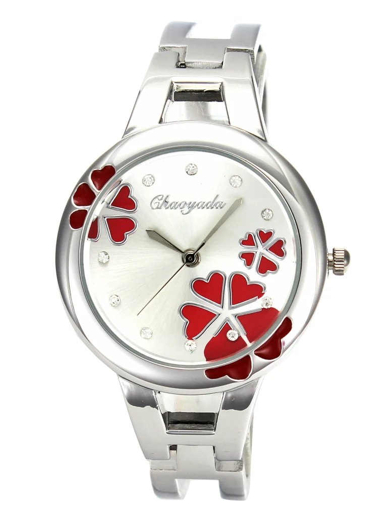 Женский модный четырехлистник на удачу цветок клевера браслет часы женские