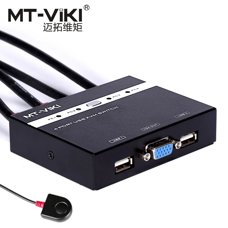 Mt-Viki 4 Порты и разъёмы коммутатор VGA USB KVM переключатель с проводной пульт