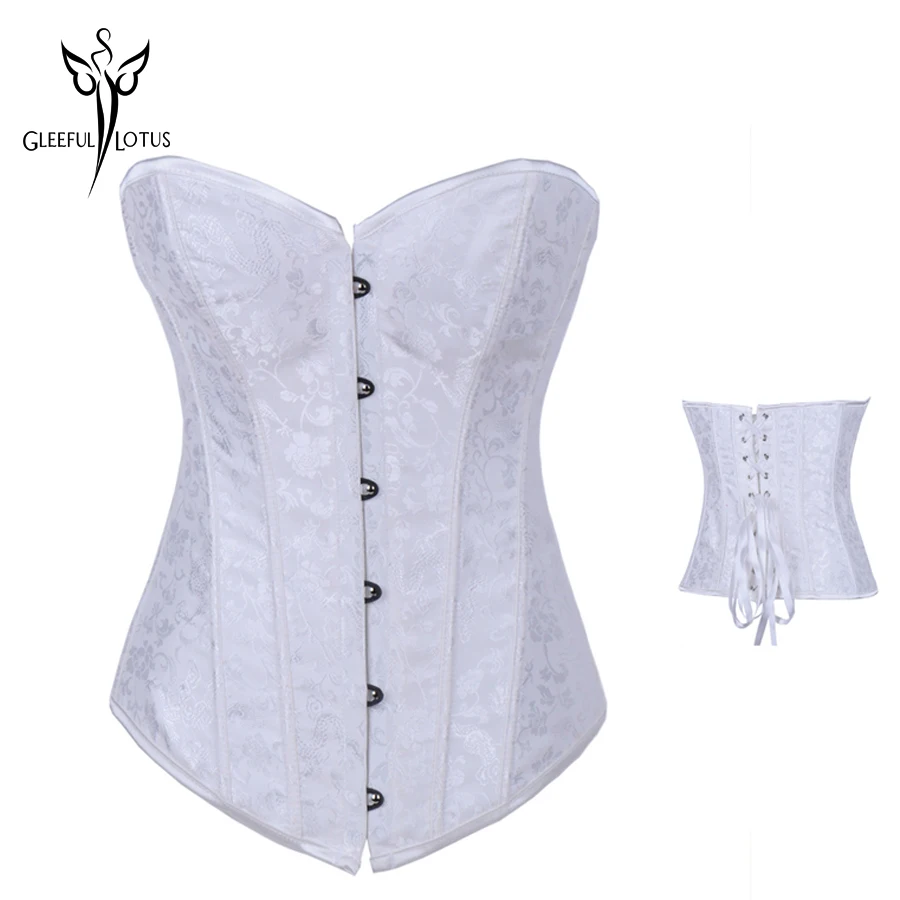 Сексуальный женский атласный корсет парча цветочный бюстье топ со шнуровкой на