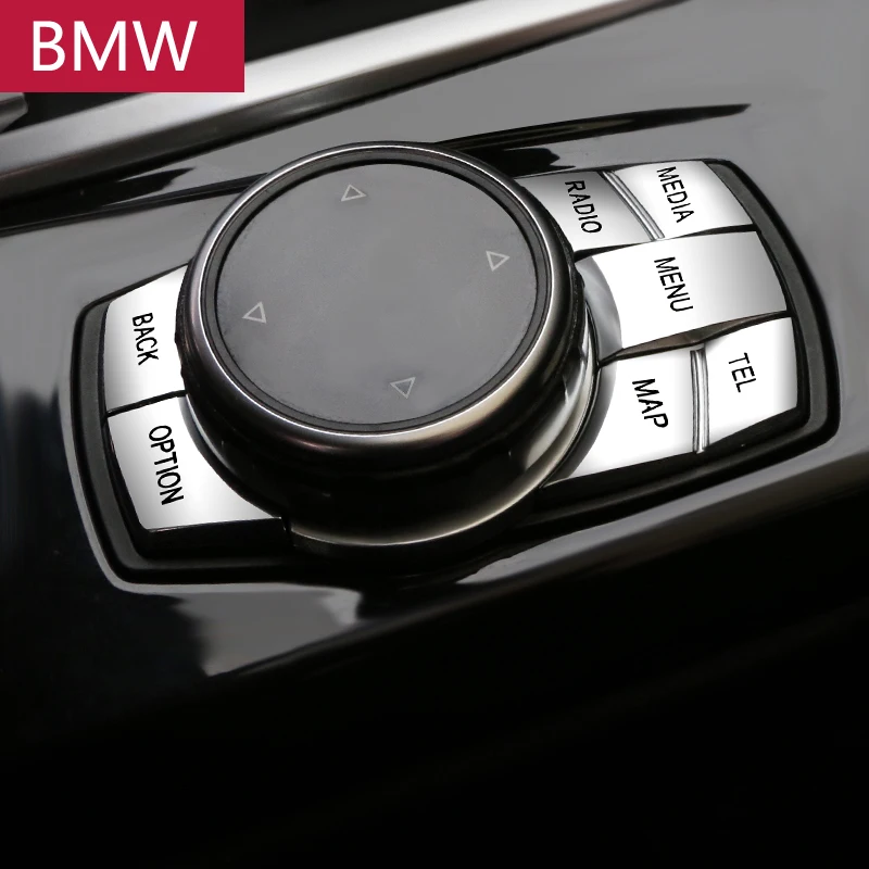 

For BMW 5 7 Series X3 X4 F10 F07 F06 F12 F13 F01 F02 F20 F30 F32 Chrome Car Styling Interior Button Cover Stickers Accessories