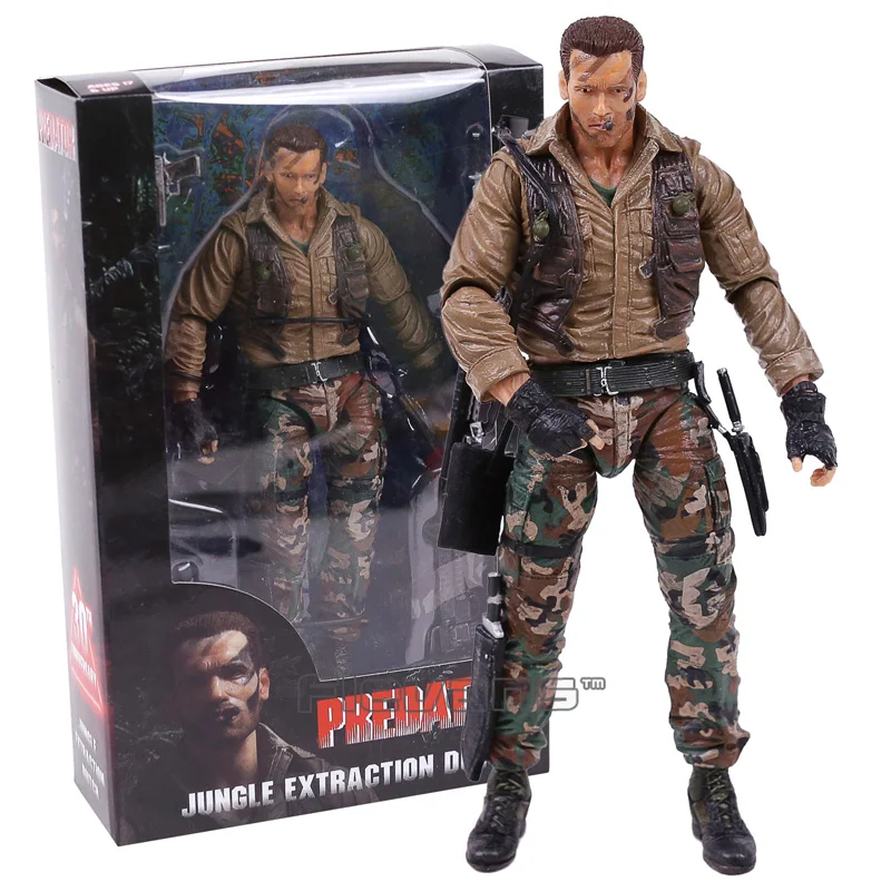 NECA PREDATOR 30th Anniversary Jungle Patrol encoming excussion Маскировка голландский Охотник за джунглями Unmasked Demon фигурка 18 см - Цвет: Extraction