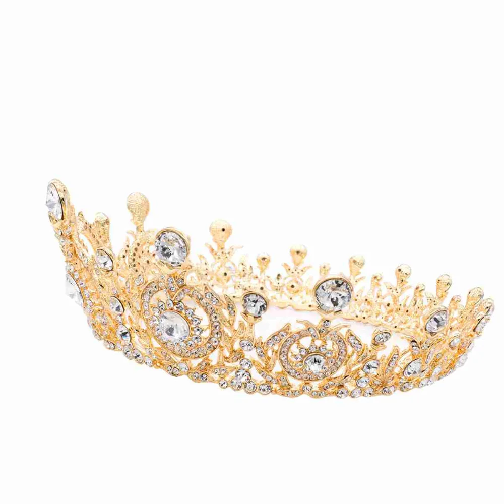 Высококачественная Золотая круглая тиара Корона диадема с австрийскими