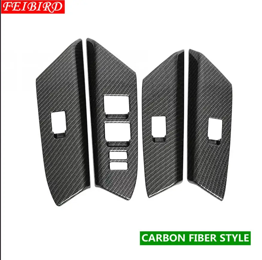 CARBON FIBER STYLE Внутренняя дверная ручка, панель, объемное окно, Лифт, переключатель, крышка, комплект, отделка, Аксессуары для Toyota Rav4 Rav 4 - Название цвета: CARBON FIBER STYLE