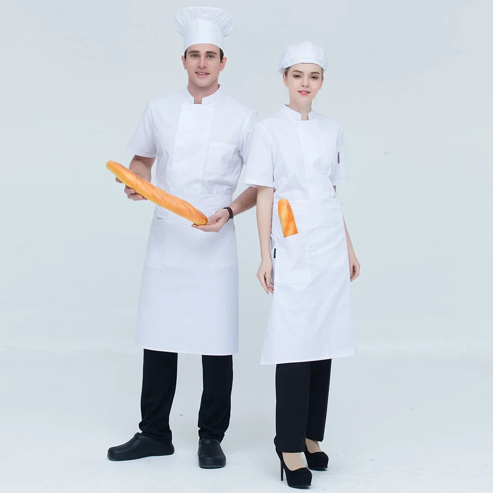 IF Новые мужские и женские пальто шеф-повара с короткими рукавами, ресторанная униформа, рубашки для отеля, кухни, шеф-повара, куртка, еда, обслуживание, шеф-повара, рабочая одежда
