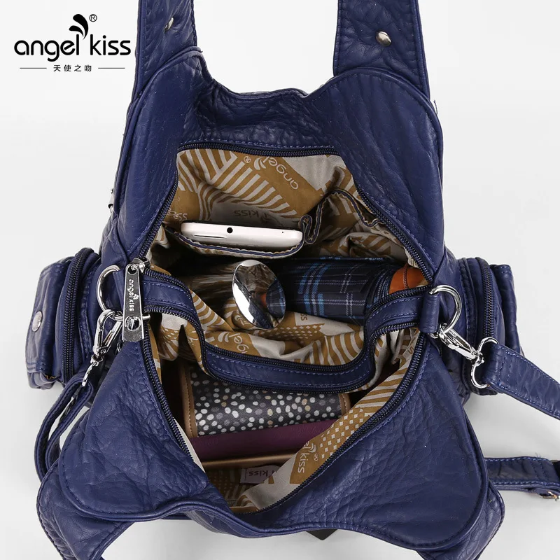 2019 high designer washed pu leather multi function large messenger crossbody bags chic travel shopping sling tote shoulder bags free global shipping