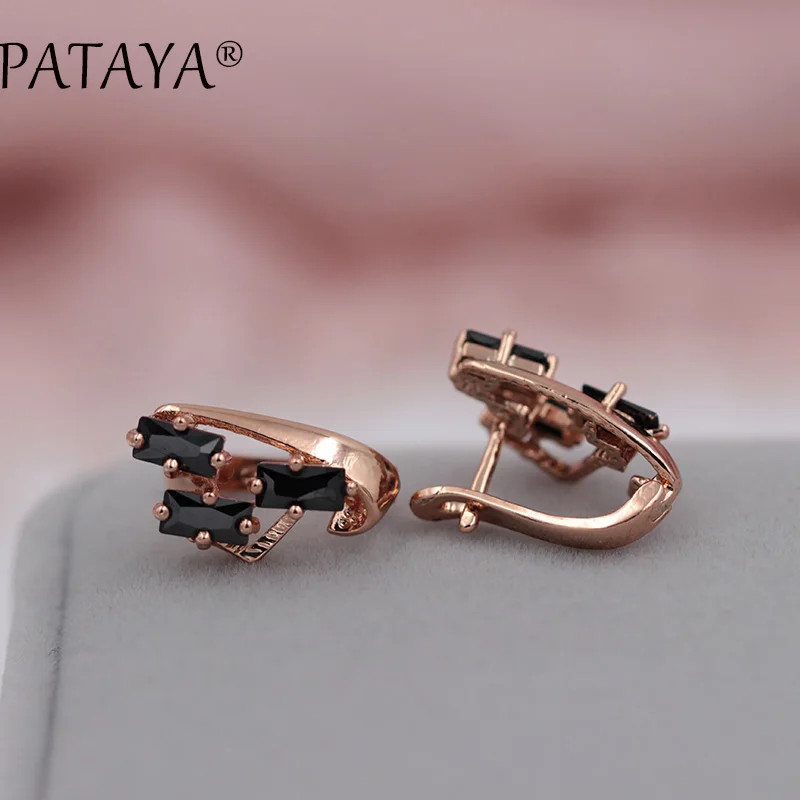 Эксклюзивные Разноцветные серьги PATAYA из розового золота 585 пробы, зеленый квадратный натуральный кубический цирконий, висячие серьги для женщин, хорошее богемное ювелирное изделие