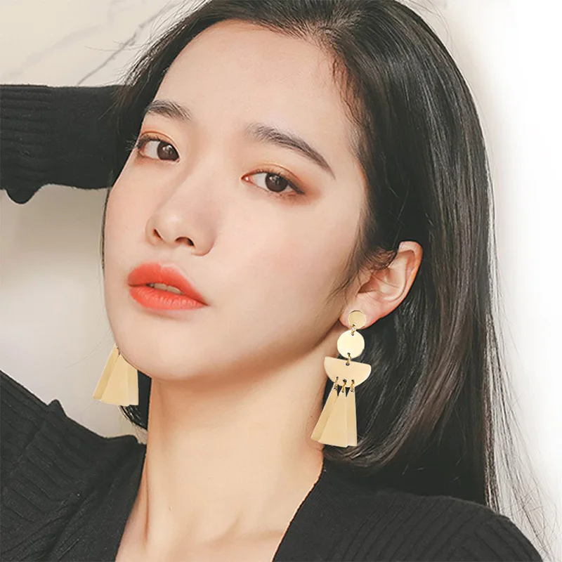 Женские серьги в этническом стиле ретро с выгравированными треугольниками