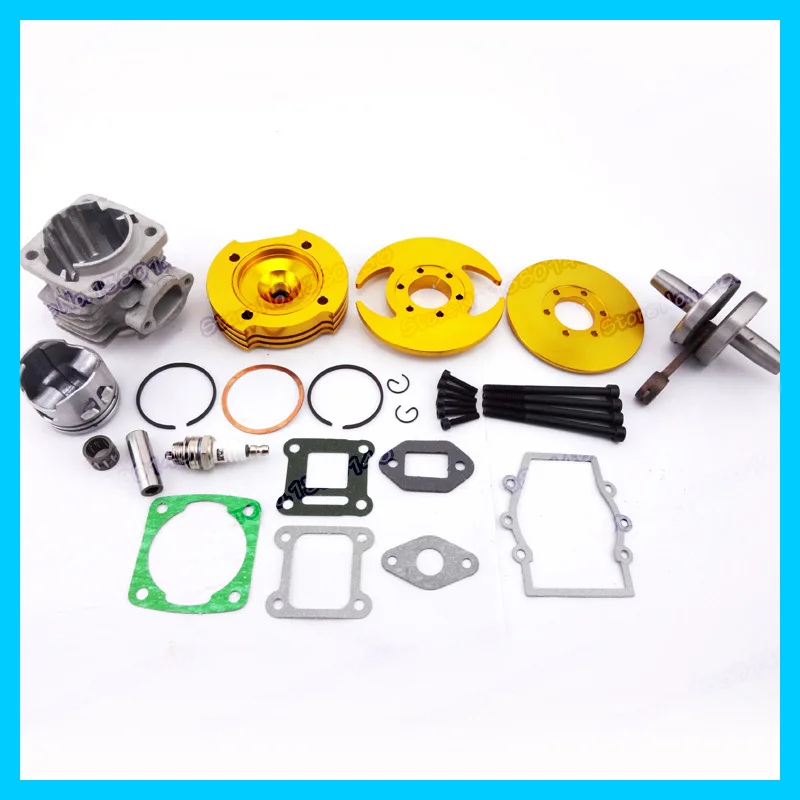 44 мм цилиндр в сборе поршневой набор с большим отверстием 3 паза золотой для 47cc 49cc