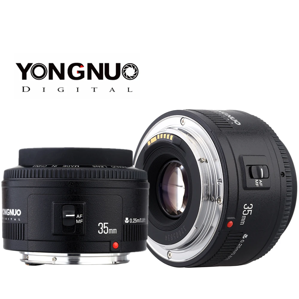 Объектив 35 мм Yongnuo F2.0 фотолинза широкоугольная ручной и фиксированный автофокус