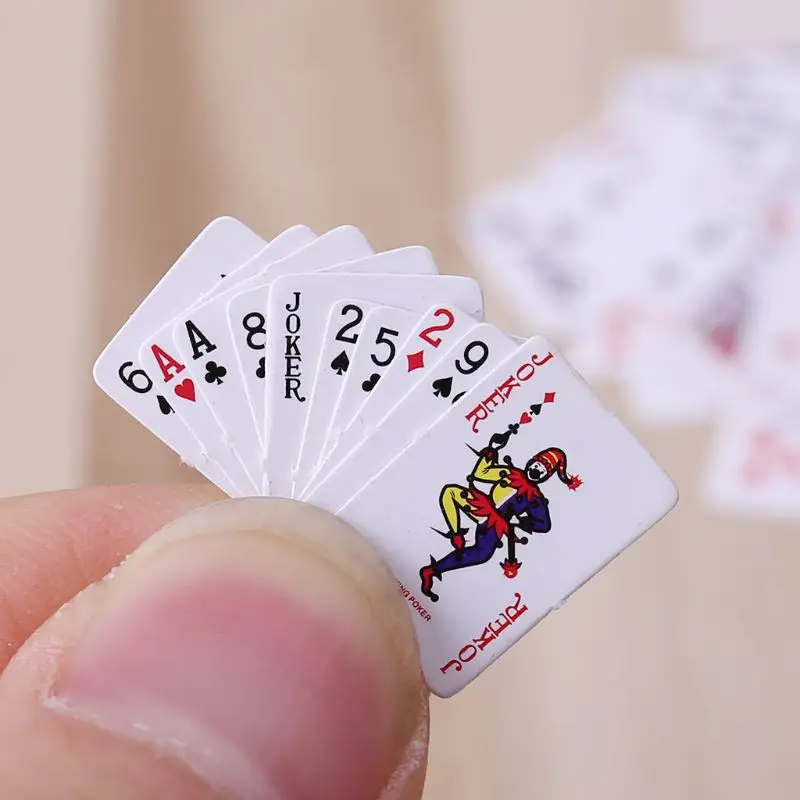 

2 комплекта милый миниатюрный кукольный домик 1:12 мини покерные игральные карты игрушки для украшения дома Случайная Доставка