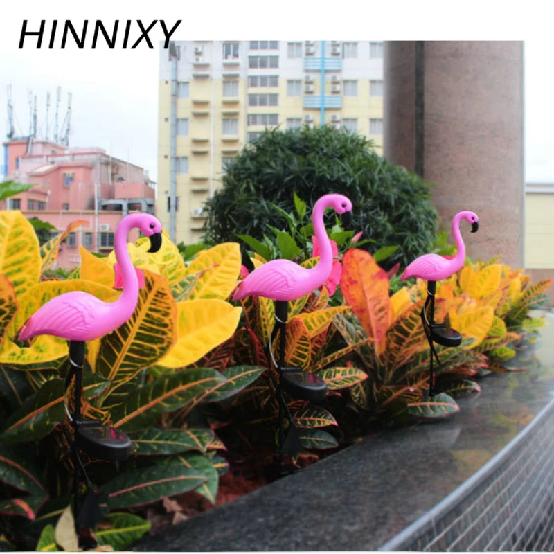 Hinnixy Солнечный газон лампа розовый Фламинго Форма пол ночные светильники вилла