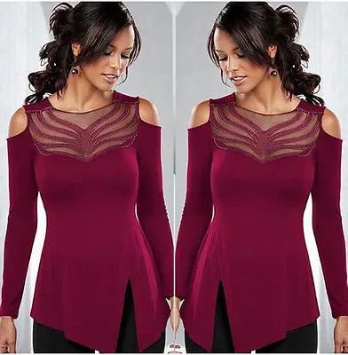 Новая Женская Сексуальная Повседневная Свободная блузка с длинным рукавом и