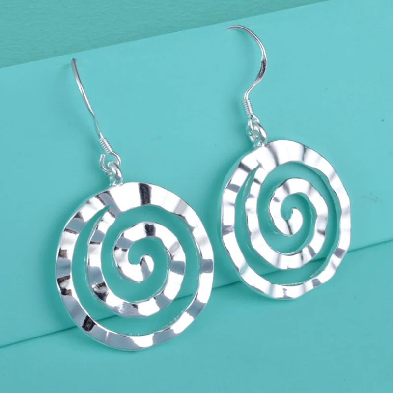 OMHXZJ Wholesale Personality Fashion OL Woman Girl Party Wedding White Hollowed Round 925 Sterling Silver Earrings YE281 | Украшения и