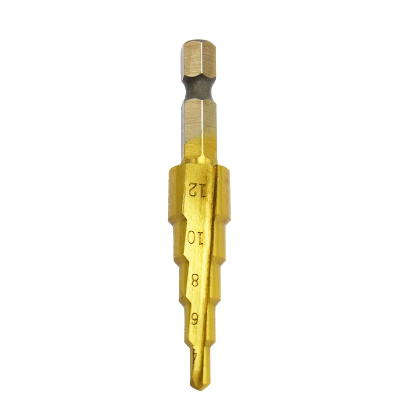 1pcs 4 to 12mm 1 шт. HSS титановое покрытие ступенчатые сверла электроинструменты для сверления металла Высокоскоростная сталь Дерево отверстие резак шаг конус сверла - Цвет: 1pcs 4 to 12mm