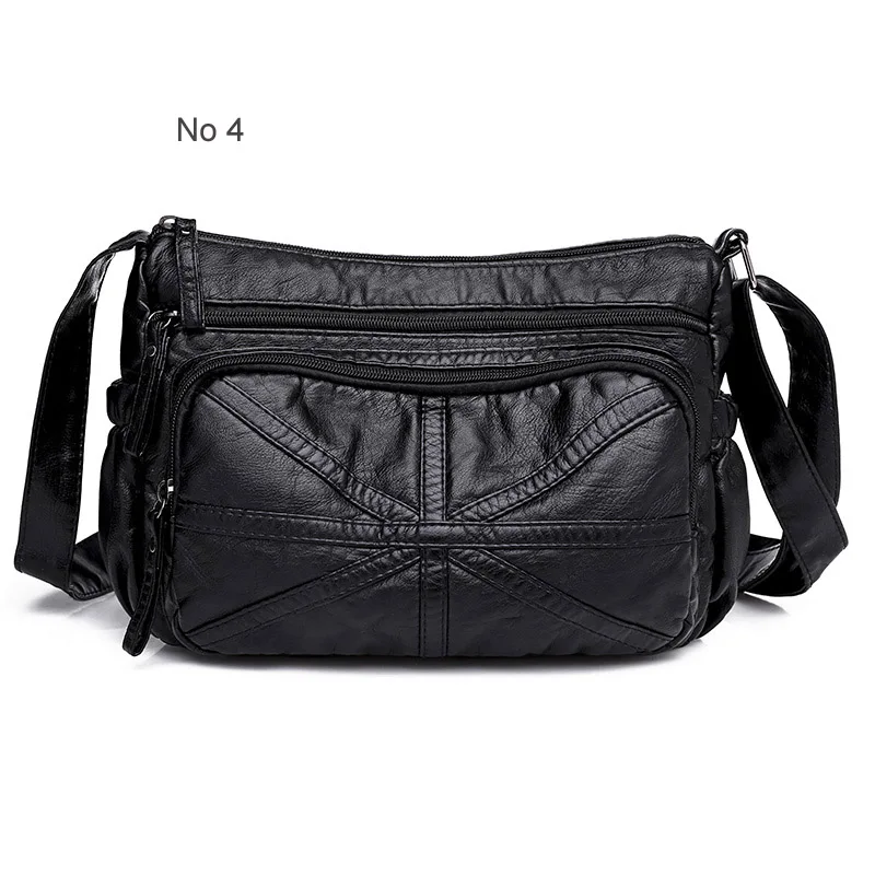 Annmouler Vintage Women Shoulder Bag Black Color Crossbody Messenger Bag Soft Pu Leather Small Bag for Ladies Brand Women Bag