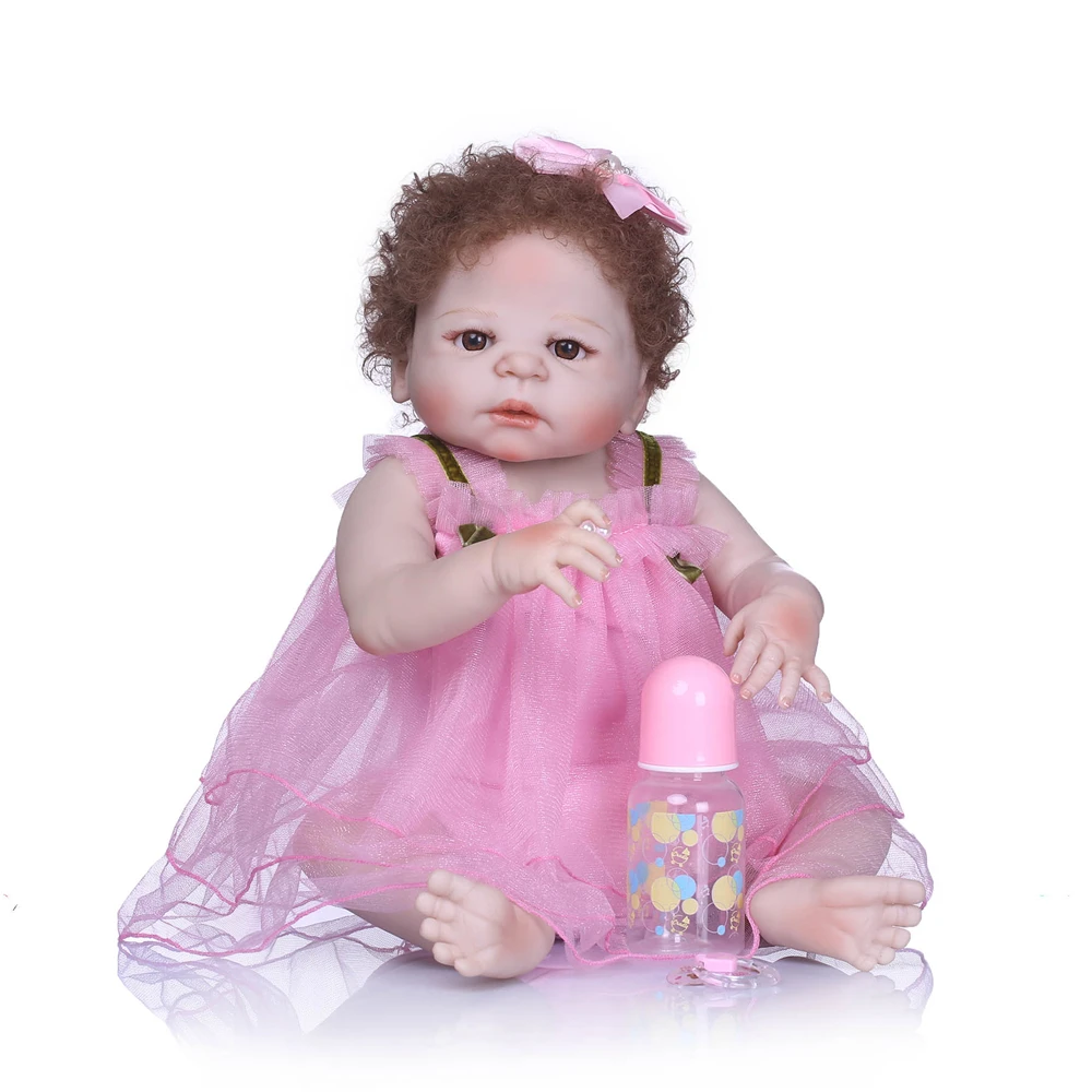 55 см Силиконовая Кукла Reborn игрушки с розовыми аксессуары для соски куклы